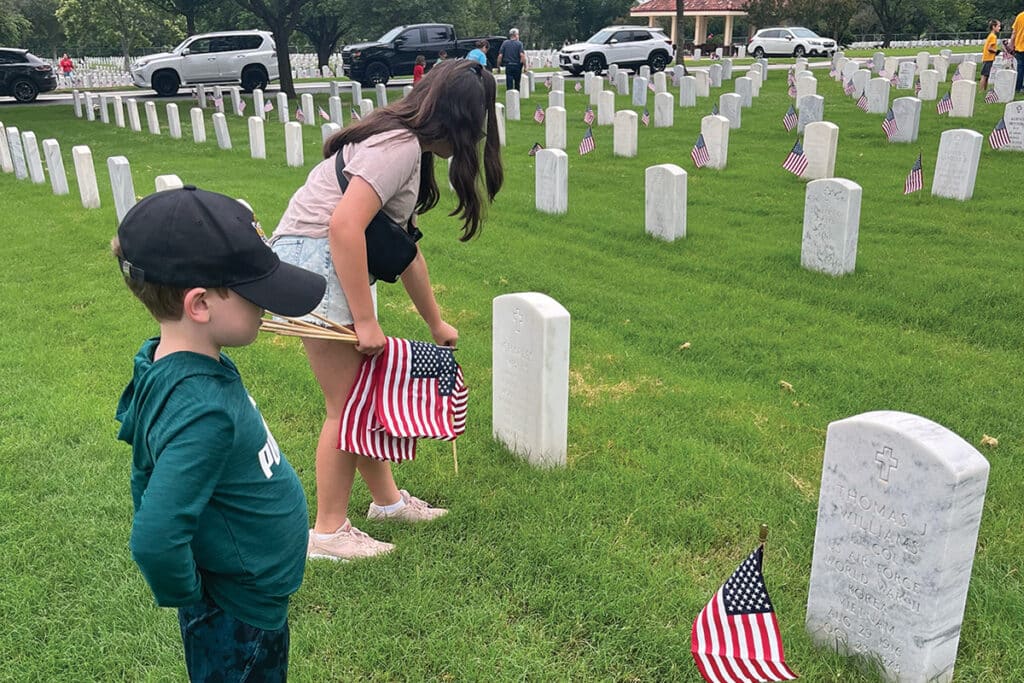 Laying flags at graves