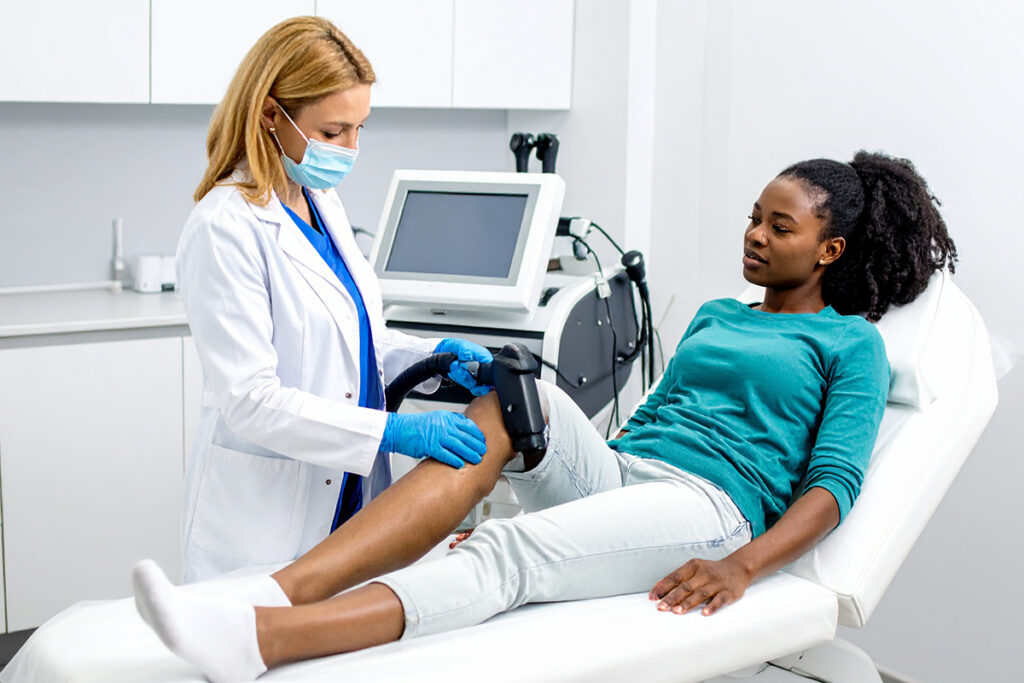 Woman on dr table